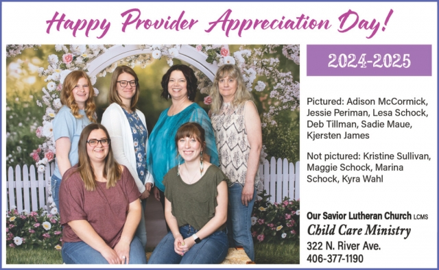 Happy Provider Appreciation Day, Our Savior Lutheran Church Glendive, Glendive, MT