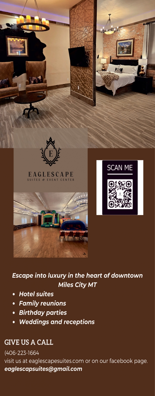 Escape Into Luxury in The Heart of Downtown Miles City MT, Eaglescape Suites & Event Center