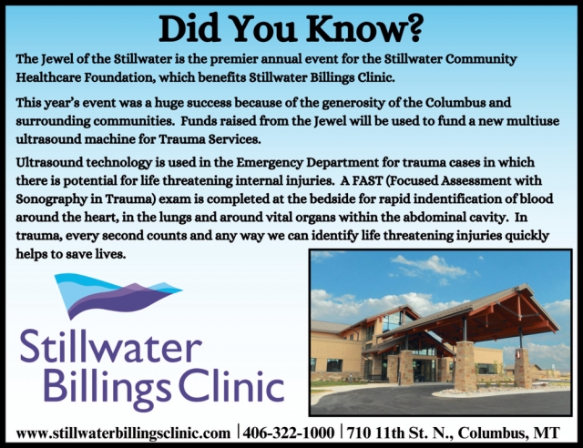 Did You Kow?, Stillwater Billings Clinic, Columbus, MT