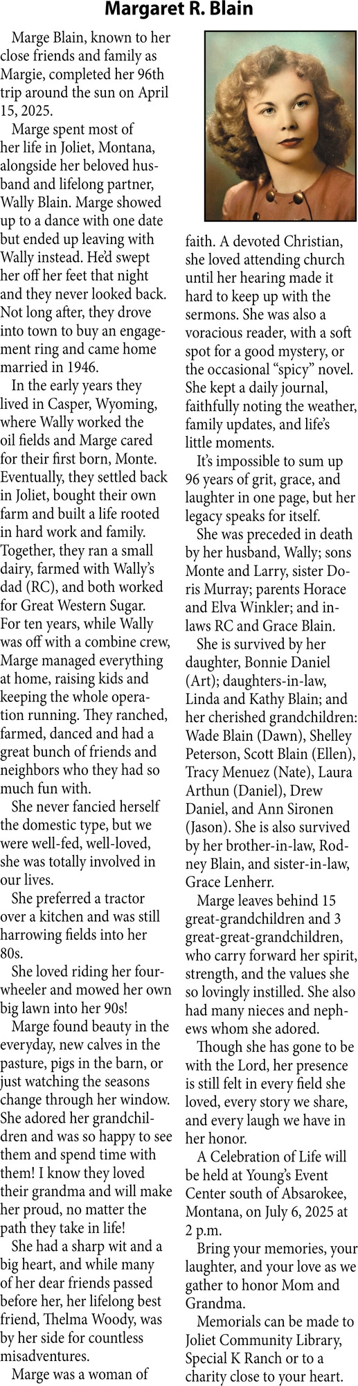 Margaret R. Blain, The Family of Willa Sheryl Arbogast