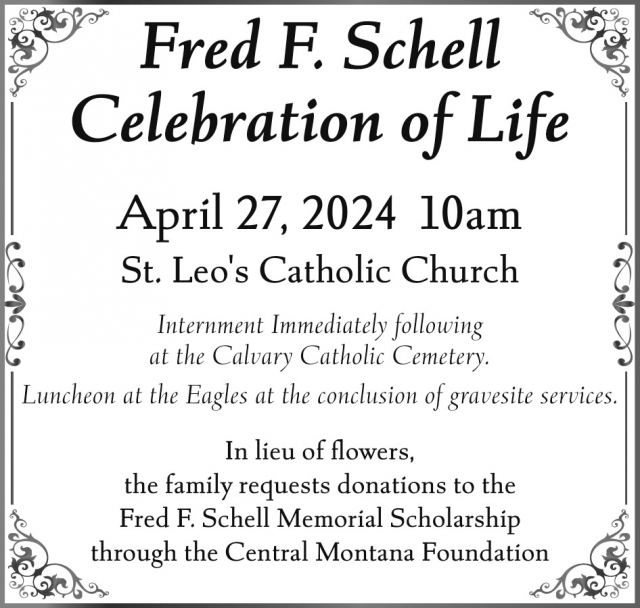 Celebration of Life, Fred F. Schell Celebration of Life at St. Leo's Catholic Church