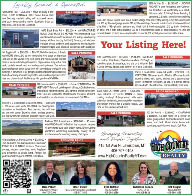 Sale Pending, High Country Realty, Lewistown, MT
