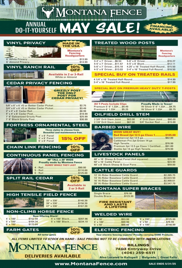 May Sale!, Montana Fence - Billings