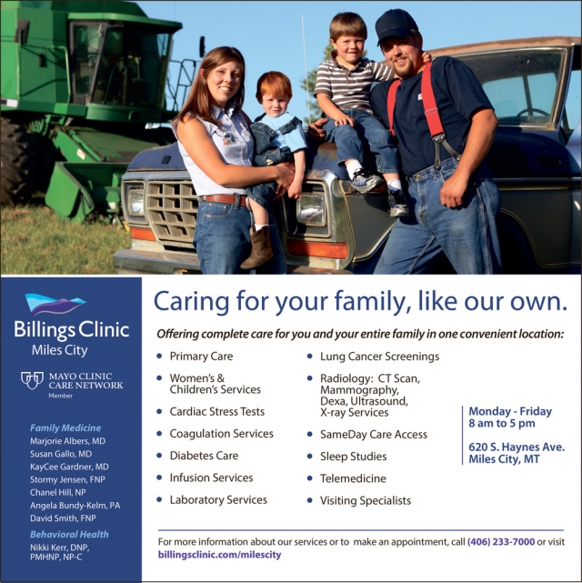 Caring for Your Family, Like Our Own., Billings Clinic Miles City, Miles City, MT