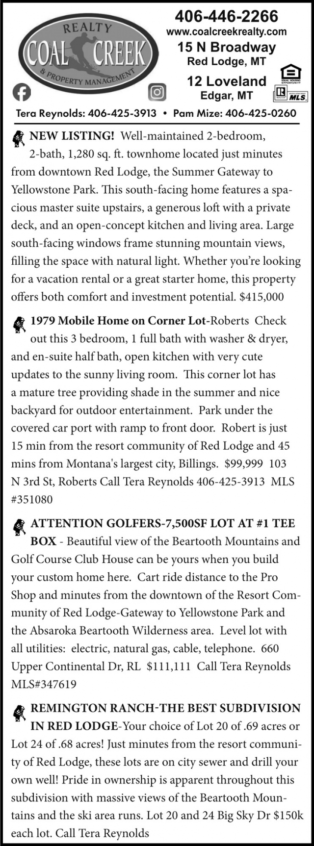New Listing!, Coal Creek Realty & Property Management, Edgar, MT