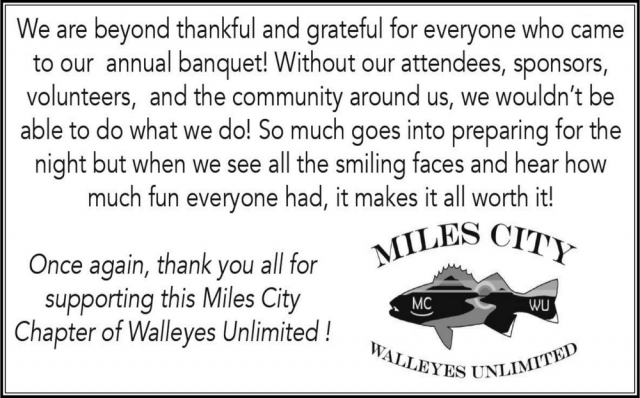 Annual Banquet, Miles City Walleyes Unlimited