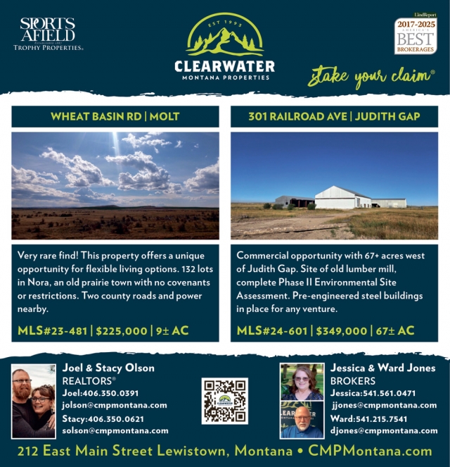 Wheat Basin Rd / Molt, Clearwater Montana Properties - Joel & Stace Olson / Jessica & Ward Jones, Lewistown, MT