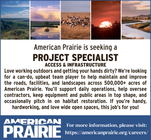 Project Specialist, American Prairie, Lewistown, MT