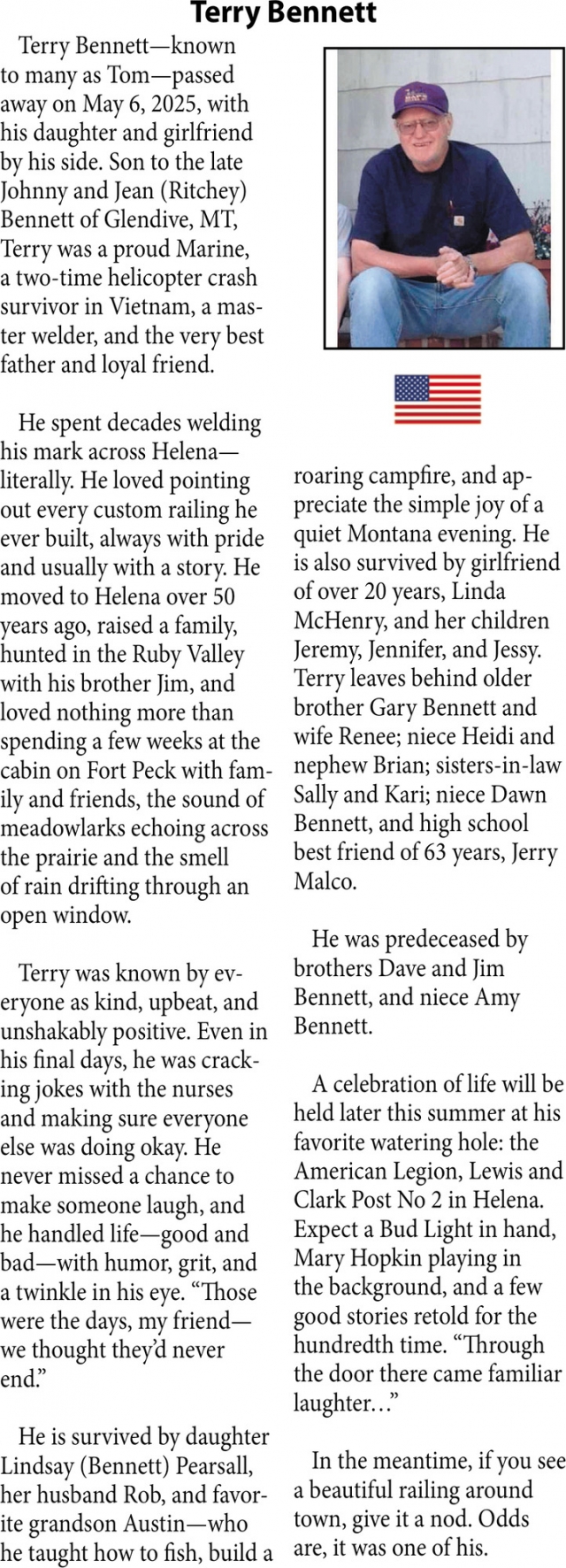 Terry Bennett, Obituaries, Glendive, MT