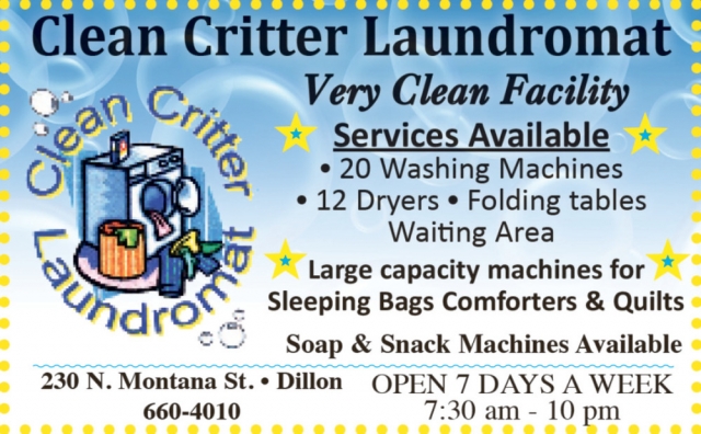 20 Washing Machines, Clean Critter Laundromat, Dillon, MT