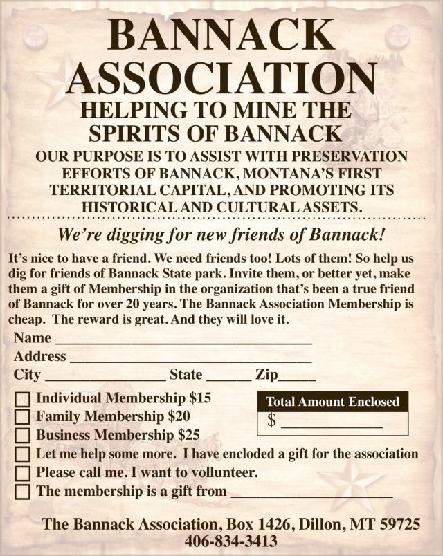 Helping to Mine the Spirits of Bannack, Bannack Association, Dillon, MT