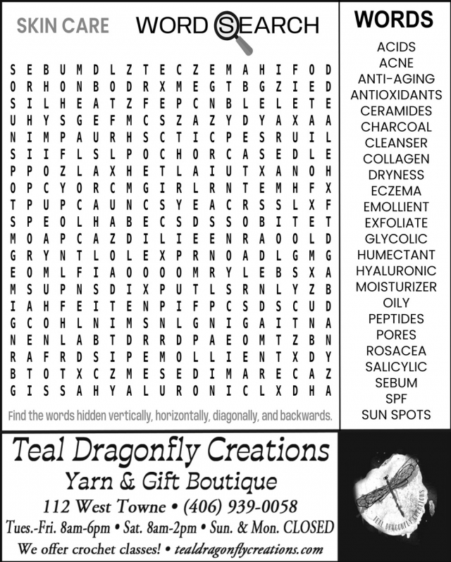 Yarn & Gift Boutique, Teal Dragonfly Creations, Glendive, MT