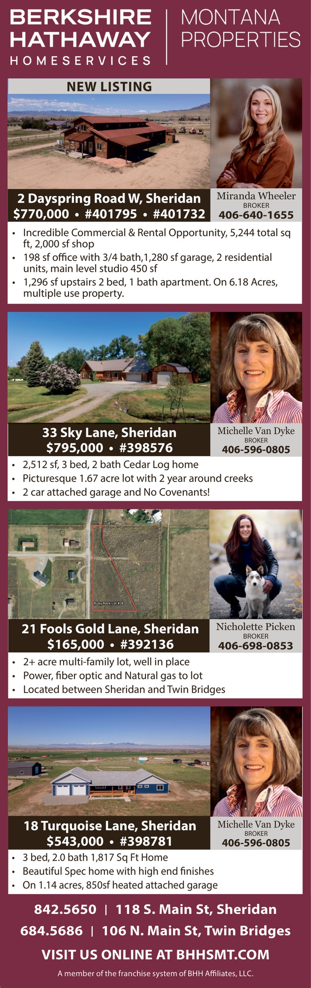 New Listing, Michelle Van Dyke / Nicholette Picken / Miranda Wheeler - Berkshire Hathaway HomeServices Montana Properties