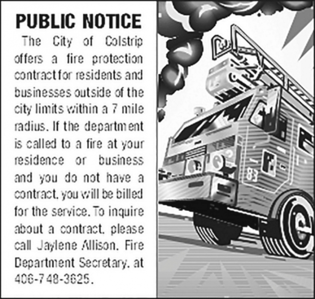 Public Notice, City of Colstrip, Colstrip, MT