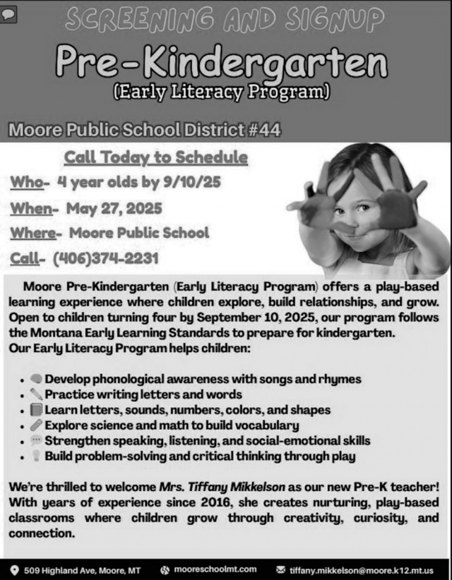 Pre-Kindergarten, Moore Public School