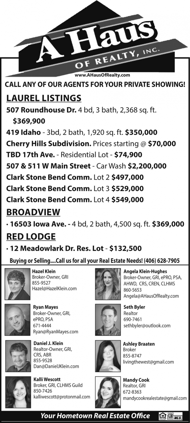 Laurel Listings, A Haus of Realty, Inc., Laurel, MT