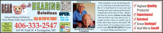 Hearing Services, Bear Hearing Solutions, Livingston, MT