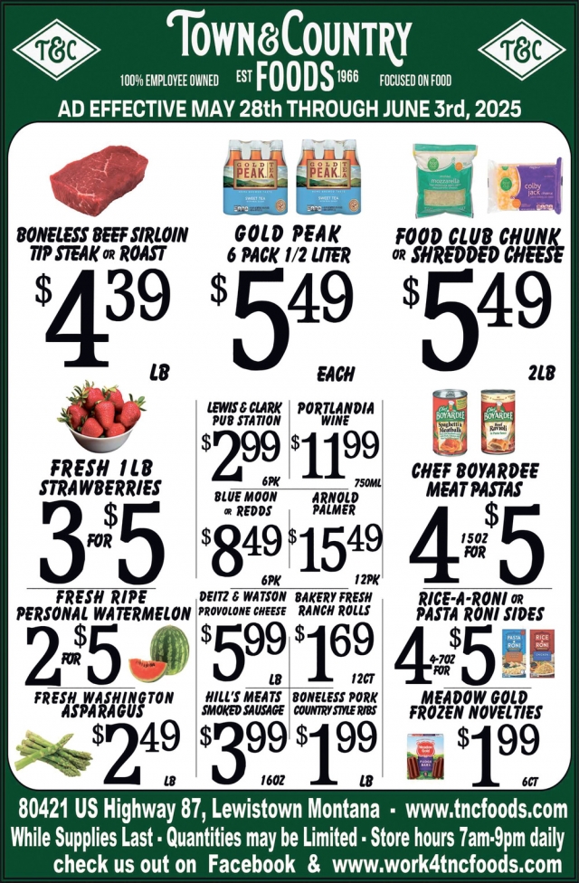 Boneless Beef Sirloin Tip Steak or Roast, Town & Country Foods - Lewiston, Lewistown, MT