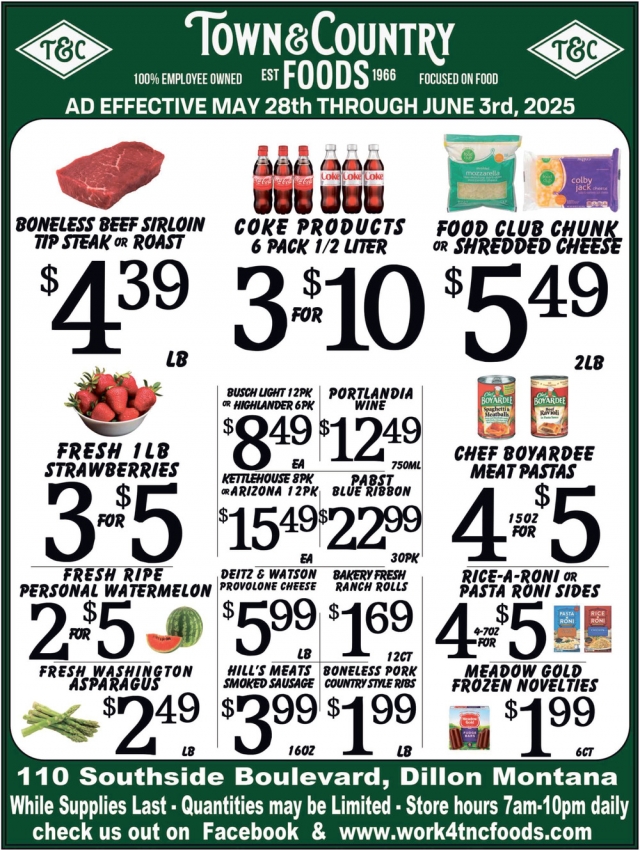 Boneless Beef Sirloin Tip Steak or Roast, Town & Country Foods - Dillon, Dillon, MT