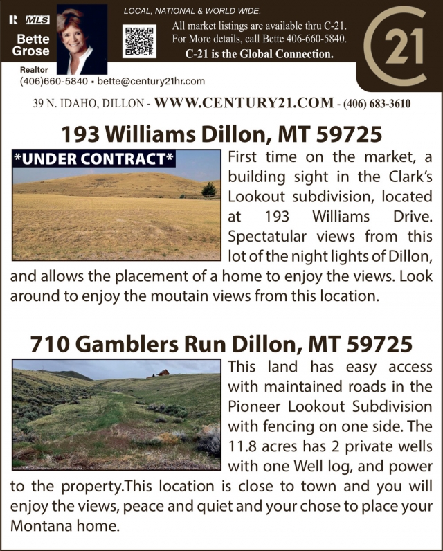 Buying a Home in Montana?, Bette Grose - Century 21, Dillon, MT