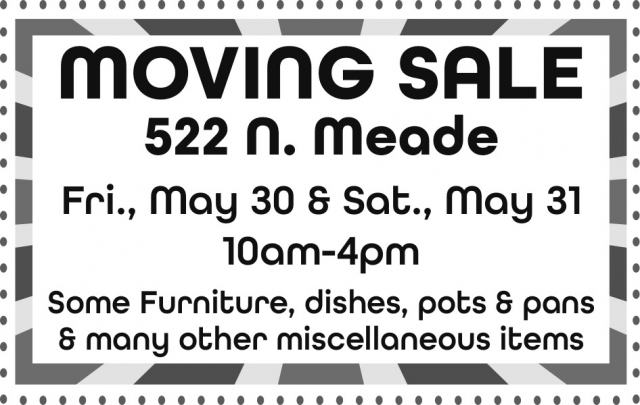 Moving Sale, 522 N Meade Moving Sale