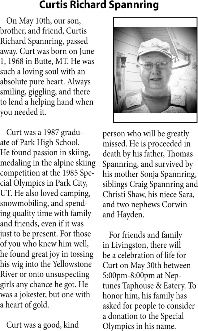 Curtis Richard Spannring, Obituaries, Glendive, MT