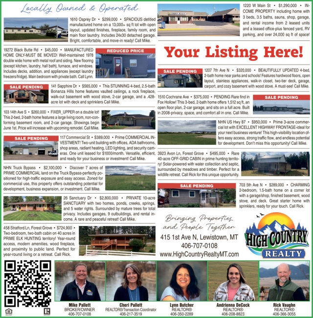 Your Listing Here!, High Country Realty, Lewistown, MT