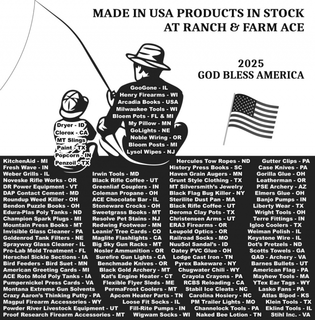 Made in USA Products in Stock, Ranch & Farm Ace Hardware, Glendive, MT