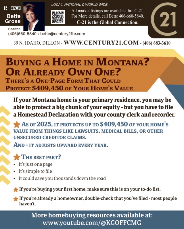 Buying a Home in Montana?, Bette Grose - Century 21, Dillon, MT