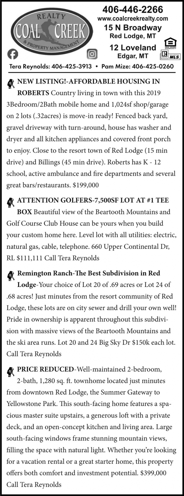 New Listing!, Coal Creek Realty & Property Management, Edgar, MT