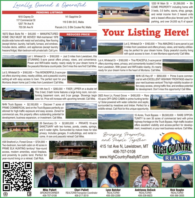 Your Listing Here!, High Country Realty, Lewistown, MT