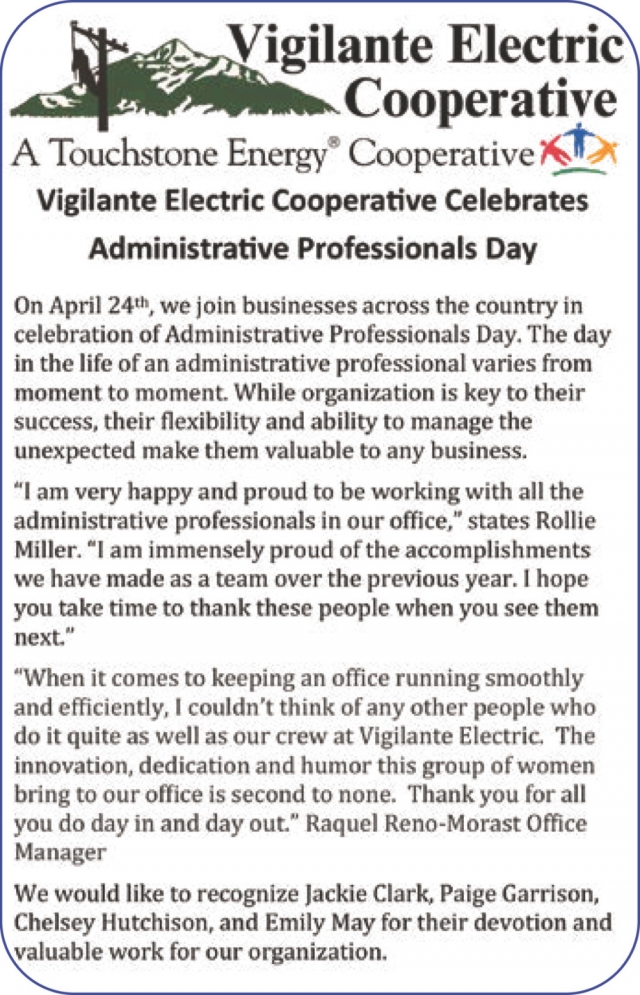 Administrative Professionals Day, Vigilante Electric Cooperative, Dillon, MT