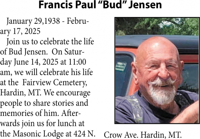 Francis Paul Jensen, Obituaries, Glendive, MT