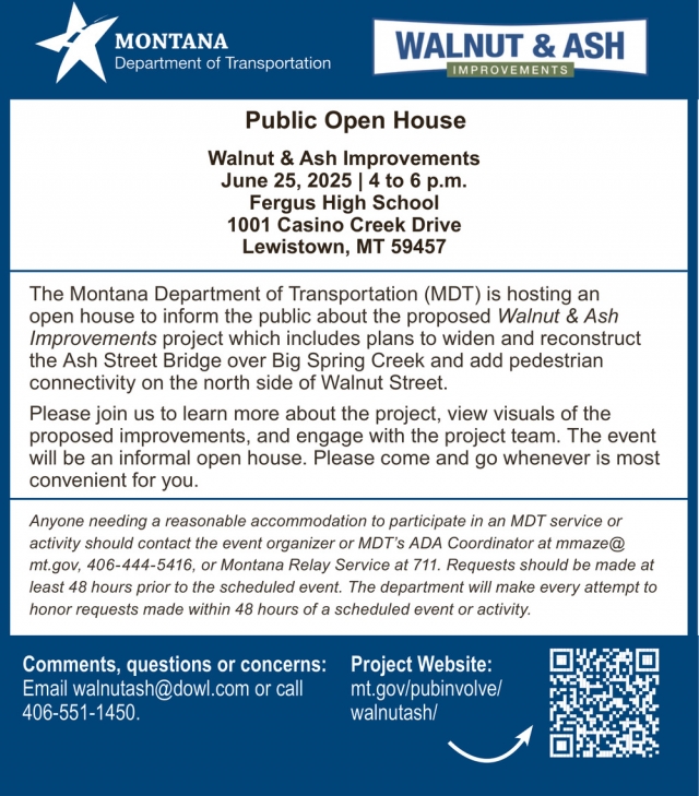 Public Open House, Montana Department of Transportation, Helena, MT