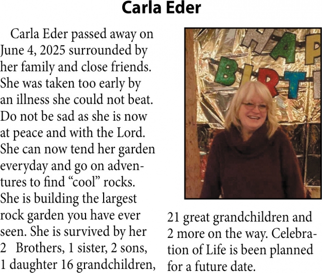 Carla Eder, Obituaries, Glendive, MT