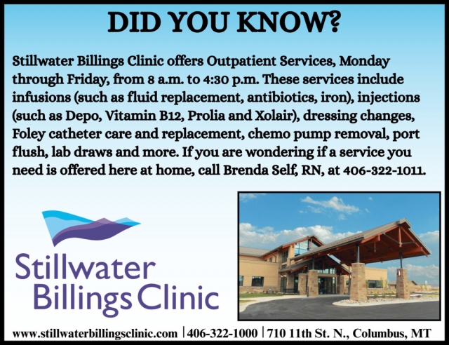 Did You Know?, Stillwater Billings Clinic, Columbus, MT