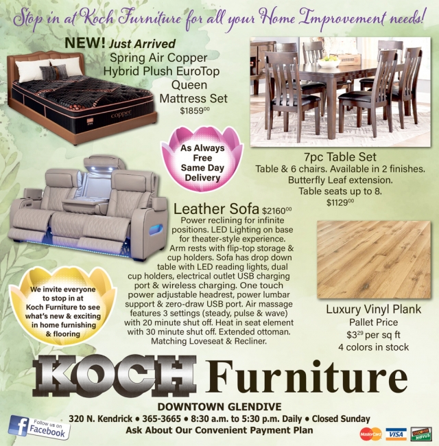 Leather Sofa, Koch Furniture, Glendive, MT