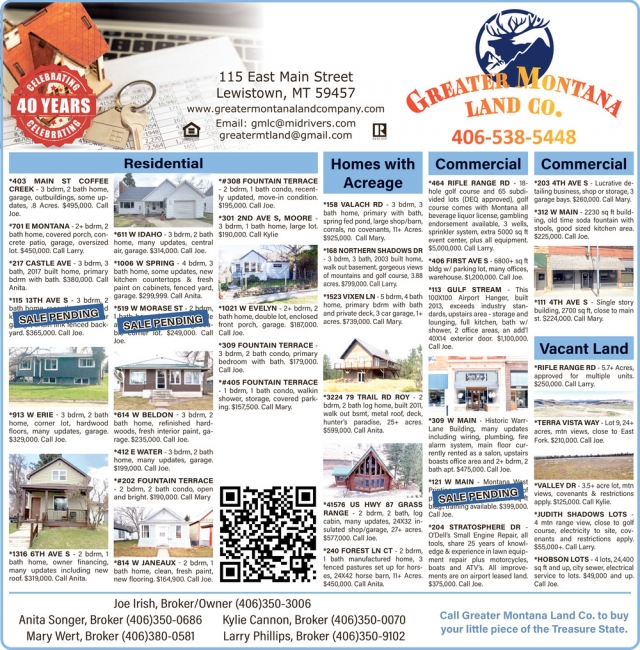 Homes with Acreage, Greater MT Land Company, Lewistown, MT