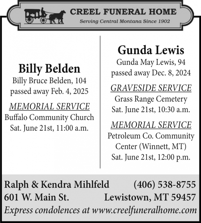 Funeral Home, Creel Funeral Home, Lewistown, MT