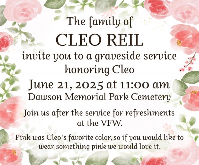Graveside Service, Cleo Reil Graveside Service