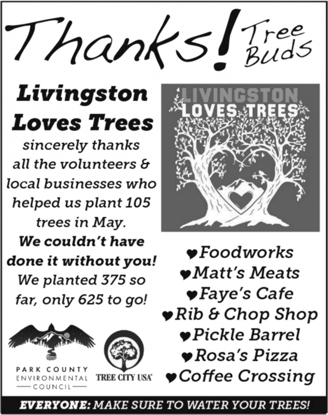 Thanks! Tree Buds, Livingston Loves Trees