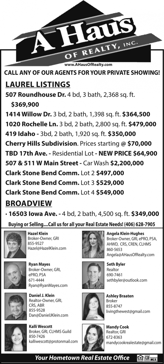 Laurel Listings, A Haus of Realty, Inc., Laurel, MT