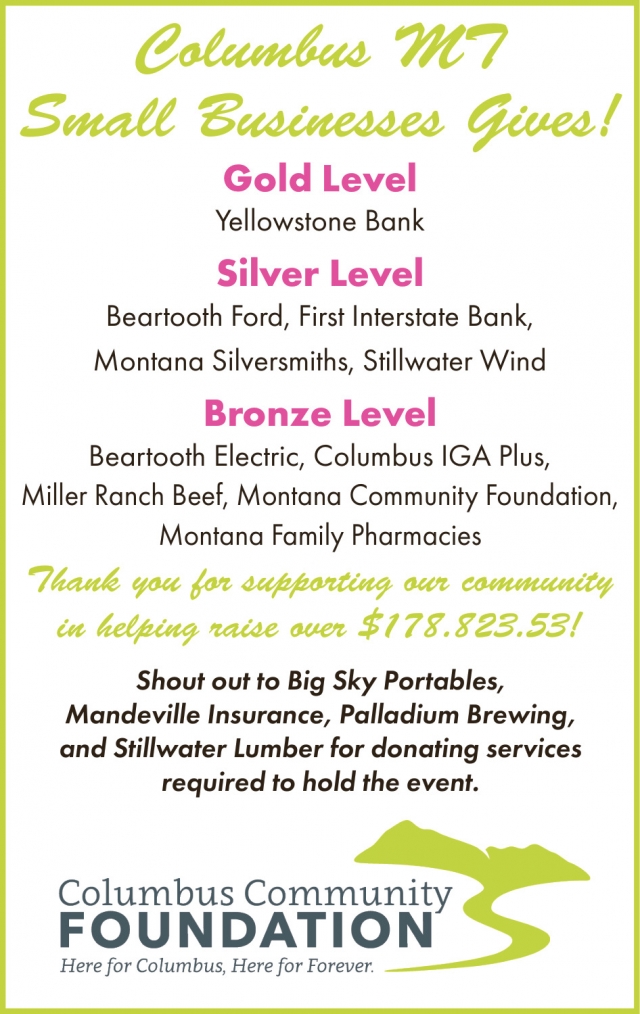 Here for Columbus, Here for Forever, Columbus Community Foundation, Columbus, MT