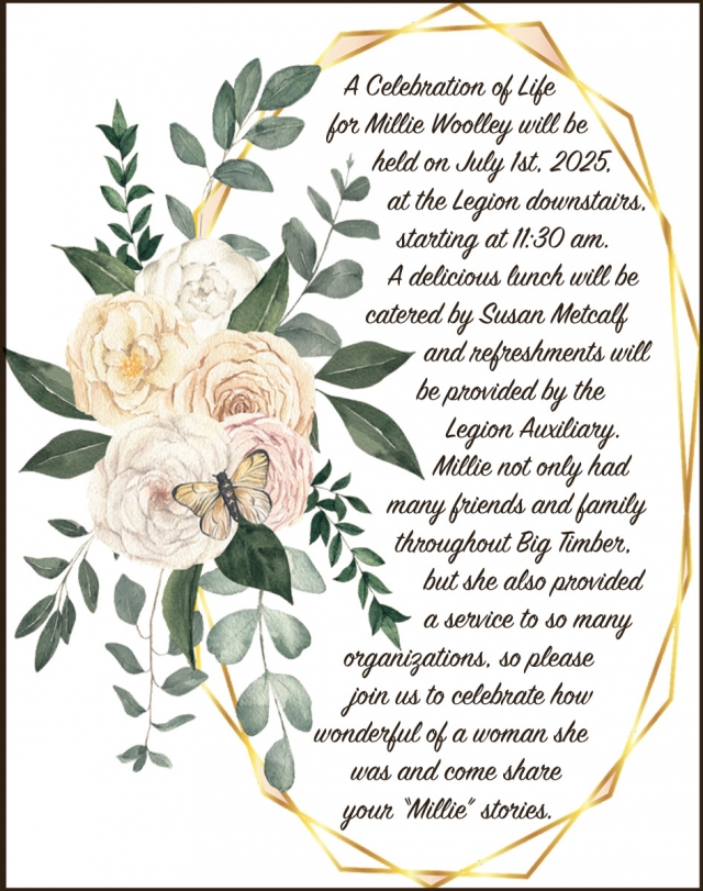 Celebration of Life, Millie Wolley Celebration of Life