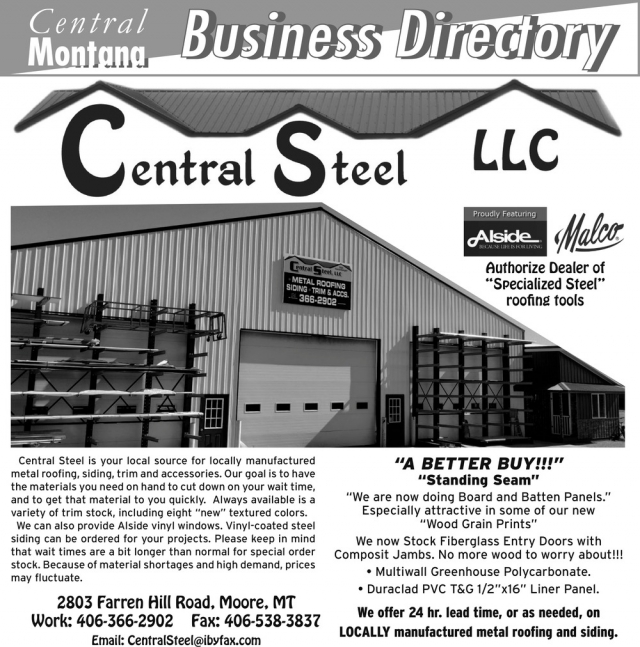 Specialized Steel, Central Steel LLC, Moore, MT