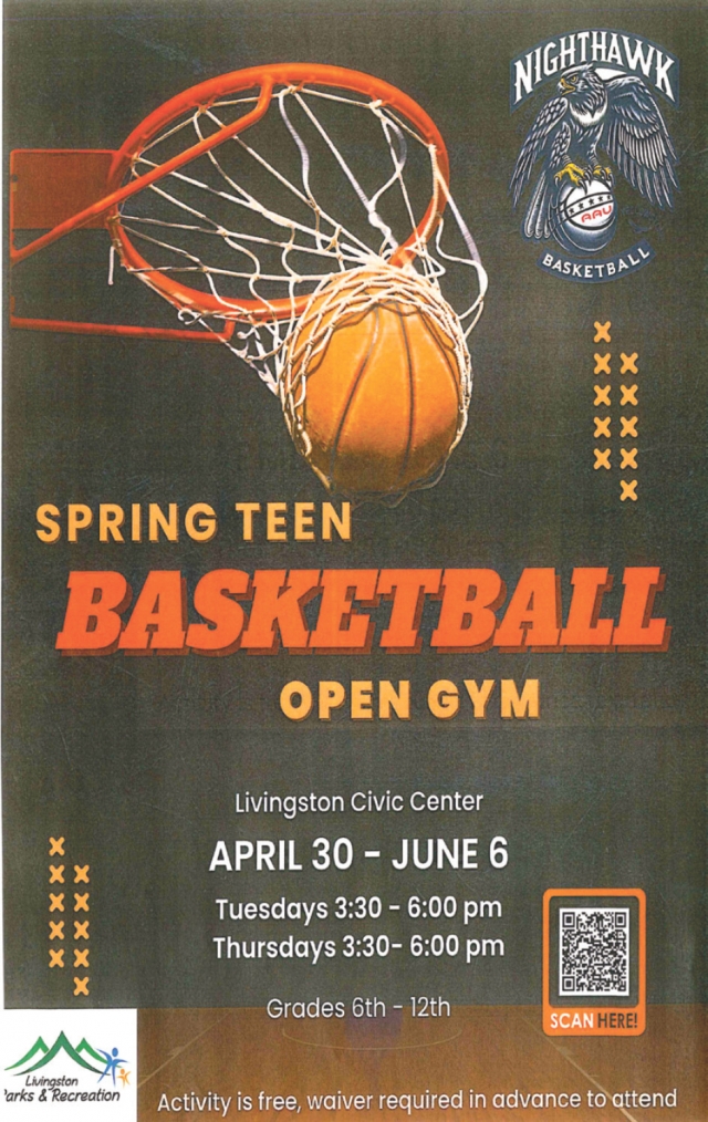 Activity Is Free, Spring Teen Basketball Open Gym (April 30 - June 6, 2024)