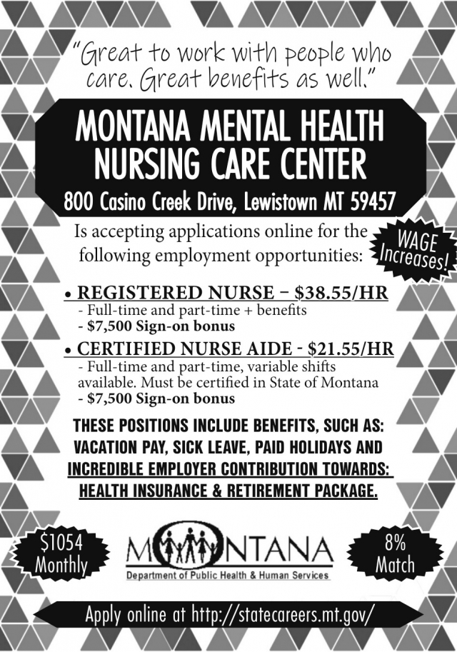 Registered Nurse, Montana Mental Health Nursing Care Center, Lewistown, MT
