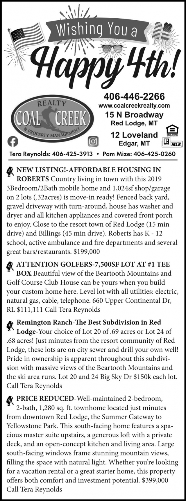New Listing!, Coal Creek Realty & Property Management, Edgar, MT