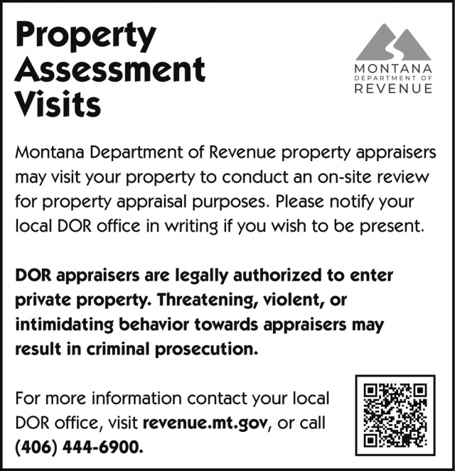 Property Assessment Visits, Montana Department of Revenue, Helena, MT