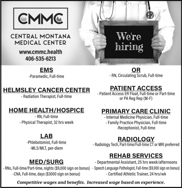 Radiation Therapist, Central Montana Medical Center, Lewistown, MT